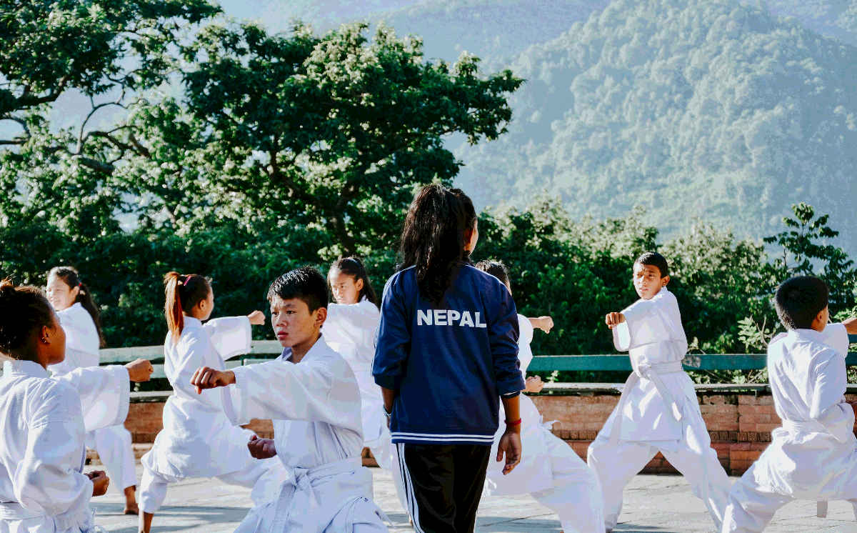 Taekwondo students in Nepal